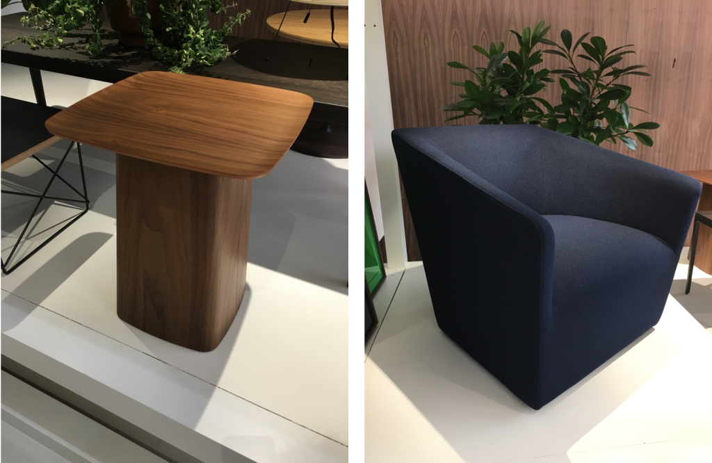 Wooden Side Table by Ronan & Erwan Bouroullec; Occasional Lounge Chair by Jasper Morrison.