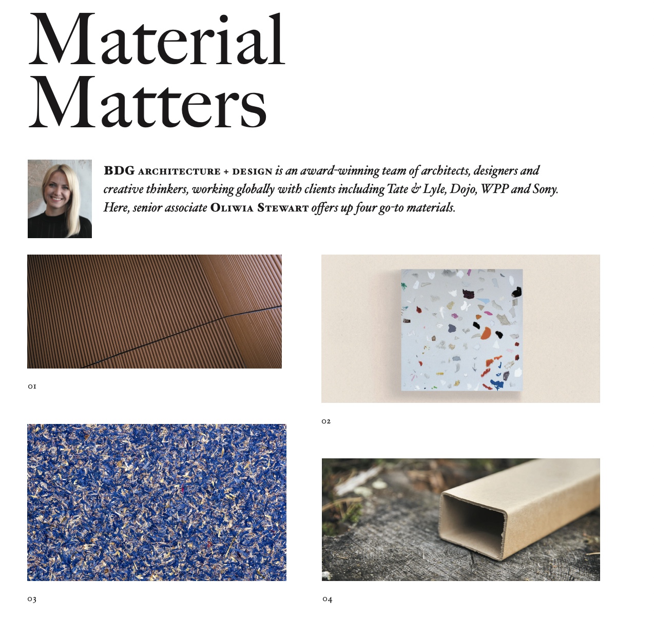 BDG’s senior associate Oliwia Stewart does Material Matters – Mix Interiors